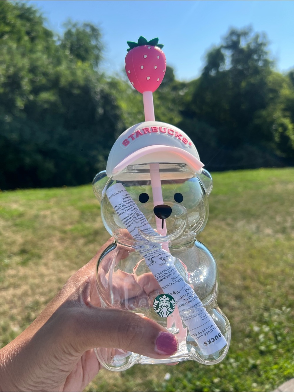 Starbucks Barista Bear Tumbler with Hat & Strawberry Topper-Limited Edition 2026